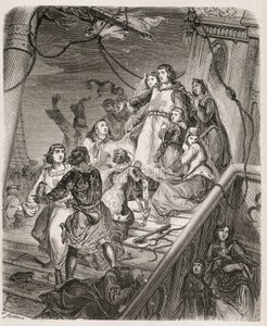 La galère de Saint Louis - v „Dějinách papežů, králů, královen, císařů napříč staletími““ od Maurice Lachatre 1857 od Unknown artist
