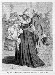Ladies of Paris klobouk hromosvodu 1778 - rytina od Unknown artist