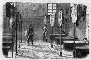 Azyl Sainte Anne (Sainte-Anne) v Paříži: koupelna - rytina v „“Le Journal Illustrée““ od Unknown artist