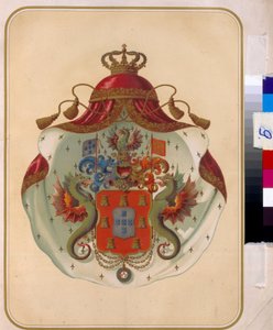 Erb svobodných zednářů Velké lóže v Meklenbursku (Německo). (Znak svobodných zednářů Velká lóže Meklenburska). Provinční velká lóže založená v roce 1819. Anonymní dílo, litografie. Ruská státní knihovna, Moskva. od Unknown artist