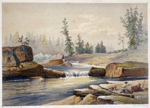 Les chutes de papineau - v „“Sketches on the nipisaguit a river of New Brunswick in America““ od Williama Hickmana, ed. Halifax od Unknown artist