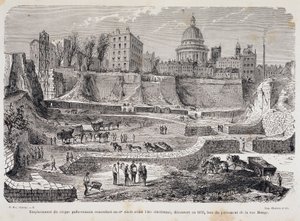 Umístění galsko-římského cirkusu ze 3. století před křesťanskou érou, objevené v roce 1870 při vrtání Rue Monge od Unknown artist
