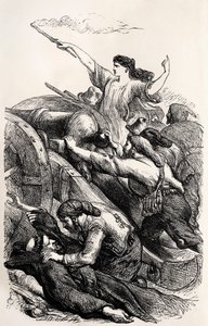 Lord Byron-ilustrace scény z básně „Childe Harold“ od anglického básníka (rytina) od Unknown artist