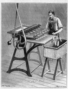 Vytváření karet pro hraní starými metodami. Decoupage hracích karet. Rytina z roku 1893. od Unknown artist