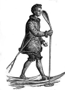 Muž v tradičním chanty kostýmu (khante nebo ostiak) loví Hermine. Chantyové jsou ugrofinští lidé žijící v západní Sibiři. od Unknown artist