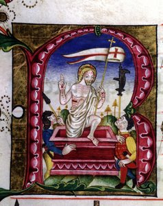 Rukopis liturgické písně. Miniatura představující vzkříšení. 15. století. Kostel korunované Panny z Lodi. od Unknown artist