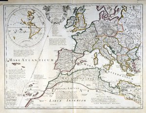 Mapa Evropy. Počátek 17. století. od Unknown artist
