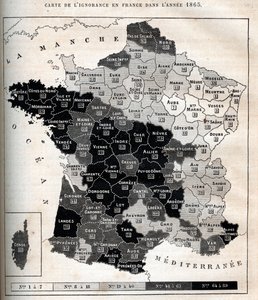 Mapa nevědomosti ve Francii v roce 1865 - od Unknown artist