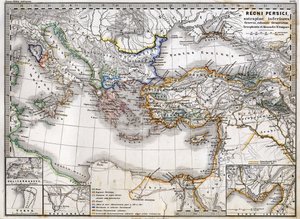 Mapa Perské říše za vlády Alexandra Velikého. Atlas z roku 1865. od Unknown artist