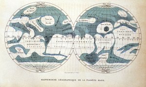 Mapa planety Mars – v “” Popular Astronomy”” od Camille Flammarion, ed. Marpon & Flammarion od Unknown artist