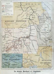 Mapa oblasti prozkoumané Mission Marchand - v „“Le Petite Journal““ z 9.10.1898 od Unknown artist