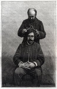 Měření maximální šířky hlavy policejní prefekturou podle metod Alphonse Bertillona (1853-1914) známé jako „Bertillonnage“. Gravírování do ""La Nature"" od Unknown artist