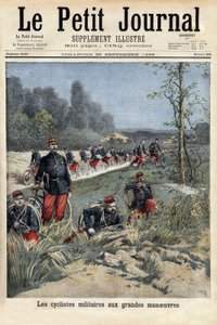 Vojenští cyklisté na velkých manévrech. Rytina v „“ Le petit journal“ 20/09/1896. Selva sbírka. od Unknown artist