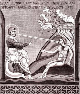 Mozaika představující stvoření člověka od Unknown artist