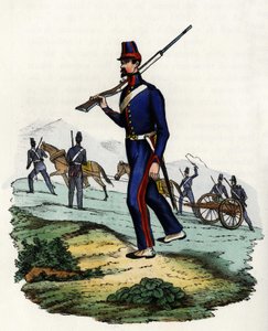 Horský dělostřelecký prapor francouzské armády Afriky v Alžírsku v roce 1830. V “” Storia d