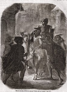 Vražda Ludvíka I. z Valois, vévody z Orléans (1372 - 1407) ve Staré Rue du Temple od Jeana Sans Ppeura - v „“ Histoire de France““ od L.-P. Anquetil od Unknown artist