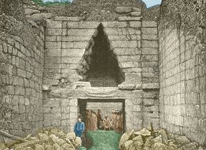 Mycenes, brána lvů objevená Schliemannem od Unknown artist