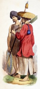 Přírodní (vietnamský domorodý) a cochinský voják. Vietnam v. 1840. od Unknown artist