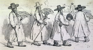 Pozoruhodný z vesnice Sbin Po (Kree) na procházce (konec 19. století). od Unknown artist