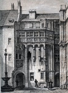 Nurnberger Rathaus - nádvoří norimberské radnice - rytina kolem roku 1867 od Unknown artist