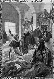 Zdravotní sestra Marguerite Favet léčila důvtip v polní nemocnici během války proti Němcům v roce 1813. od Unknown artist