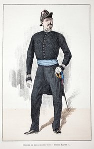 Důstojník míru, Velká druhá říše (1852-1870). Eau forte en couleurs, pour ilustraci “” Histoire du corps des gardiens de la paix””” kniha vydaná pod záštitou Louis Lepine (1846-1933), prefet de police de la Seine, Alfred Rey (1864- od Unknown artist