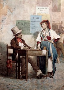 Starý muž: veřejný spisovatel v Římě. 19. století akvarel Řím, Museo del Folklore od Unknown artist