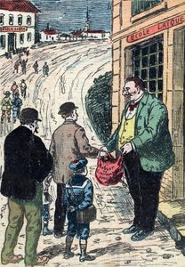 Opozice mezi světskou a soukromou školou ve Francii Karikatura z "Le pelerin" 24/03/1912 Collection privee od Unknown Artist