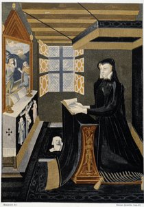 Oratoř královny Kateřiny de Medici (Caterina de Medici) (Královna v modlitbě) - podle smaltu ze 16. století, muzeum Cluny od Unknown artist