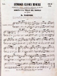 Strana hudební partitury Ďábelské trylkové sonáty od Tartiniho od Unknown artist