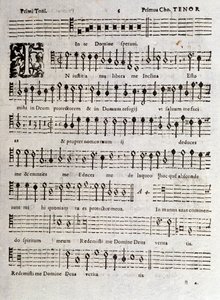 Strana hudební partitury Žalmů (op 16) od Ludovica Viadany od Unknown artist