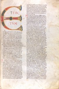 Stránka s velkými písmeny "Et Factotum", 11. století (miniatura, blanitý rukopis) od Unknown artist