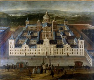 Obraz zobrazující palác Escorial nebo Escorial ve Španělsku. sd. 17. století.Museo del Castello. Milán od Unknown artist