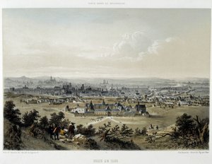 Paříž v roce 1620, celkový pohled převzat z Butte Chaumont - litografie od Unknown artist