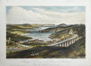 Přístavy Penryn, Flushing a Falmouth (od Old Helton Road), kolem 1860-80 (barevné lito na papíře) od Unknown artist