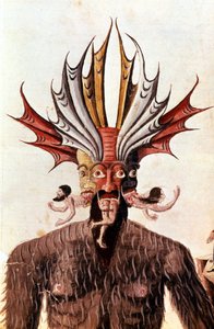 Představení Lucifera (ďábla) v Danteho „Divina Commedia“. Rukopis 14. století. Knihovna Trivulziana, Milán. od Unknown artist