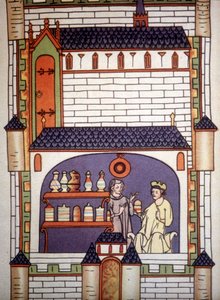 Lékárna v opatství ve 13. století – v „Chirurgii““ v Ruggero di Salerno. od Unknown artist