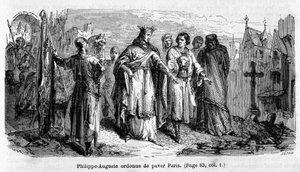 Philippe Auguste nařizuje vydláždit Paříž ve 12. století - rytina od Unknown artist