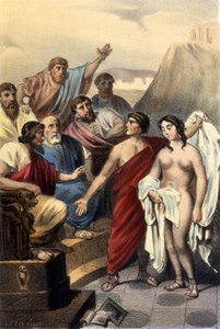 Phryne (řecká kurtizána) před soudci v Aténách. od Unknown artist