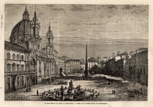 Náměstí Piazza Navona, postavené na troskách stadionu Domitiana z 1. století, je chloubou barokního Říma s fontánou 4 řek, postavenou v letech 1648-1651 podle návrhu Berniniho (1598-1620) a kostel svaté Anežky, batie bet od Unknown artist