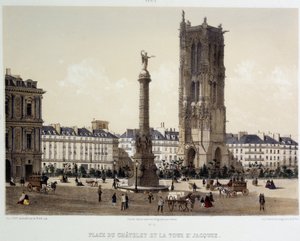 Place du Chatelet a věž Saint-Jacques od Unknown artist