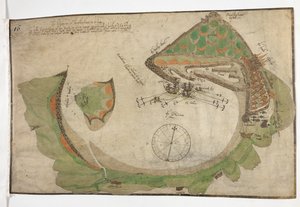 Plán města a přístavu San Sebastian, nakreslený Richardem Poulterem, červen 1585 od Unknown artist
