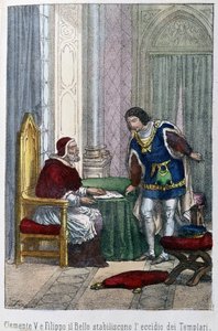 Papež Klement V. a Filip IV. Bel, francouzský král, se rozhodli templáře zlikvidovat od Unknown artist