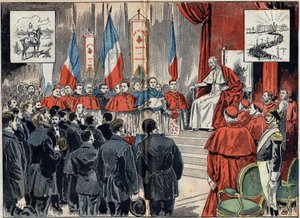 Papež Leon XIII (1810-1903) vysvětil protektorát Francie ve Svaté zemi, když jej Německo chtělo nahradit. Audience 8. října od Unknown artist