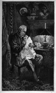 Portrét Victora Huga sedícího s vnučkou Jeanne - rytina z „Hrozný rok““ („Hrozný rok“) – Hugo et l