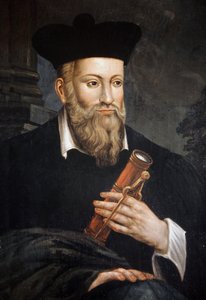Portrét Michela de Nostre-Dame (Nostre Dame), známý jako Nostradamus, astrolog (1503-1566), detail, Dům Nostradamus, Salon de Provence, Bouches du Rhone od Unknown artist