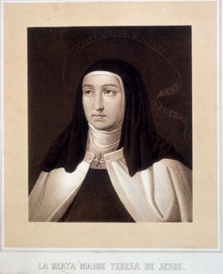 Portrét v bustě svaté Terezie od Ježíše (nebo svaté Terezie z Avily) (1515-1582), rytina od Unknown artist