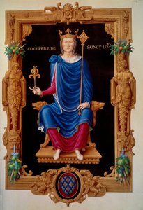 Portrét u nohou krále Francie Ludvíka VIII., lva (1187 - 1226), otce Saint Louis. Miniatura v „“Recueil des rois de France““ od Jeana Tilleta od Unknown artist