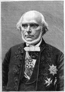 Portrét Armanda de Quatrefages de Breau (1810-1892), francouzského přírodovědce a antropologa. (Z fotografie Charlese Gallota). Gravírování v "" Přírodě: přehled věd a jejich aplikací v umění a průmyslu "" z 23. ledna 1892. od Unknown artist
