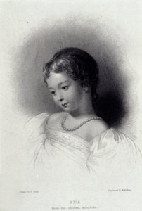 Portrét Augusty Ady Byronové (1815-1852), která se stala Annou Lovelace, dcerou básníka George Gordona Byrona. Rytina 19. století. od Unknown artist